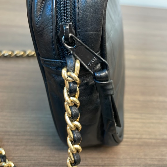 Vintage YKK Black Leather Crossbody Bag - Picture 5 of 5